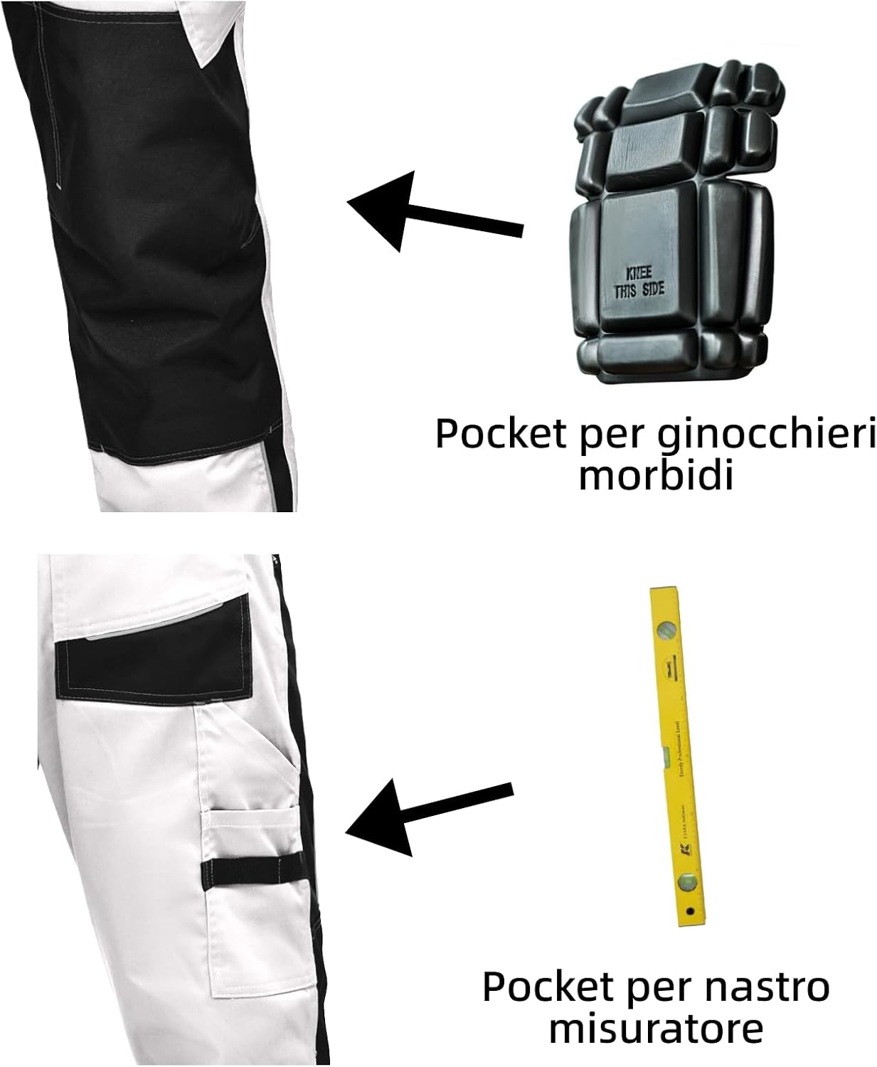 Detalle de WORK IDEA Pantaloni da Lavoro da Uomo in Stretch con Numerose Tasche e Tasche per Attrezzi