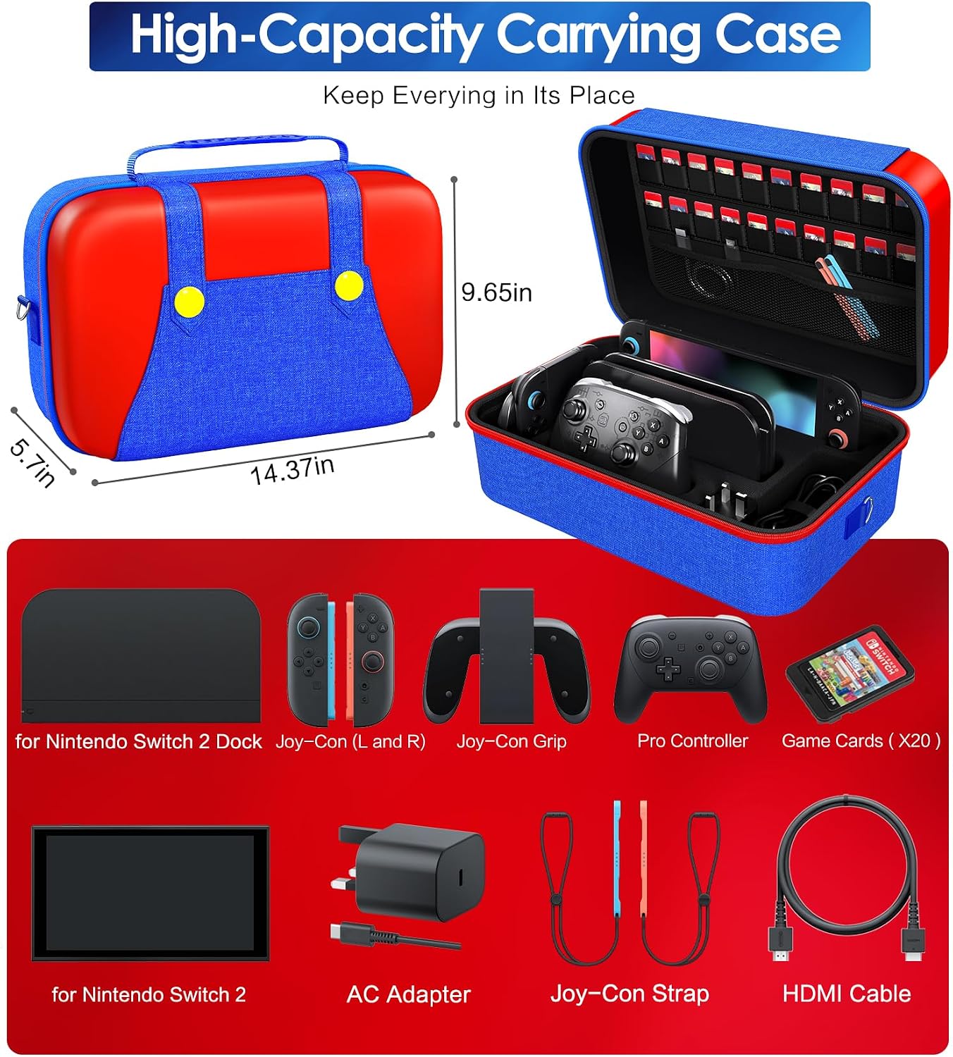 Thumbnail 6 de ivoler Carrying Storage All in One Case for Nintendo Switch 2