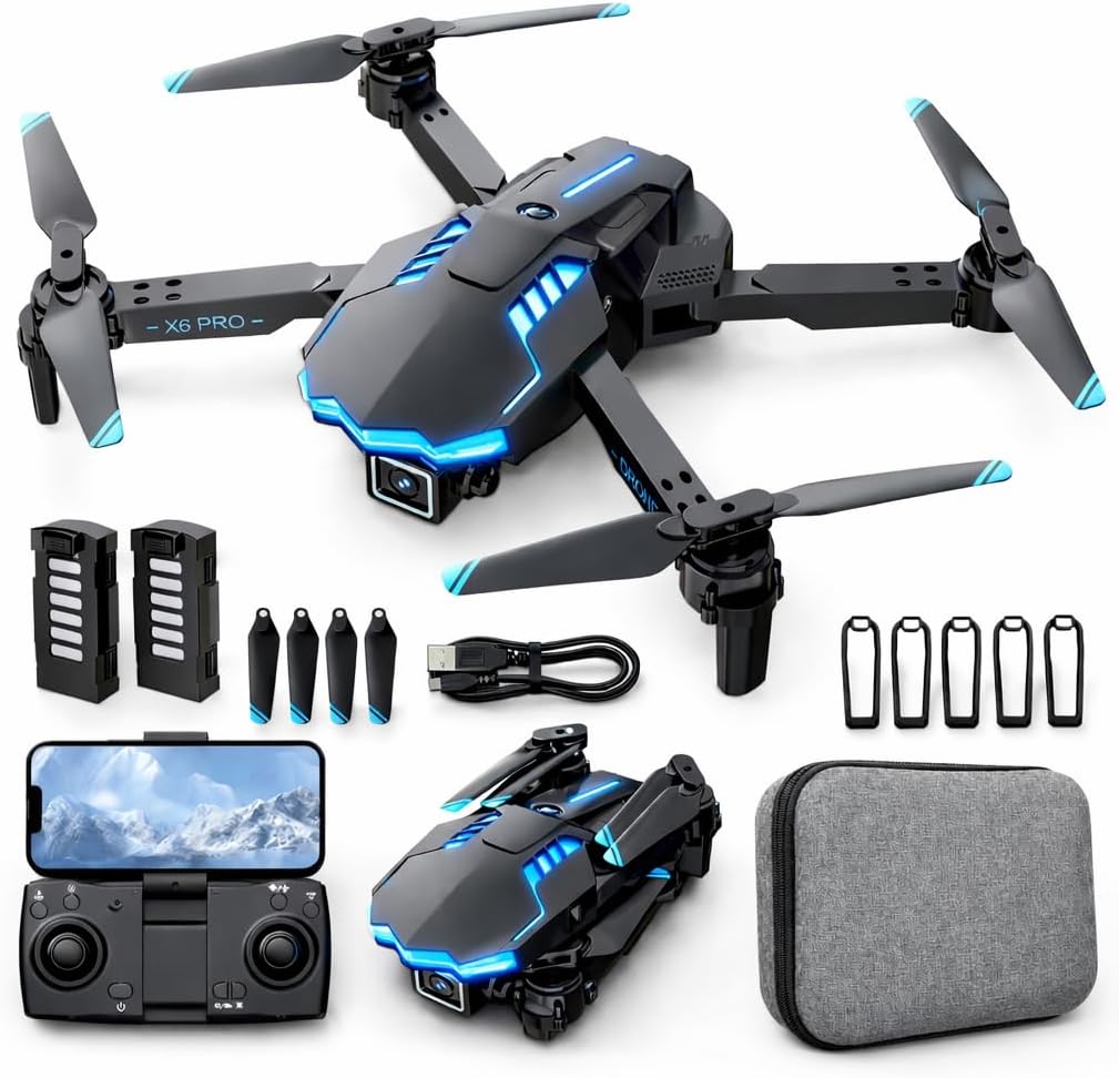 Detalle de Drohne mit Kamera 1080P für Kinder – RC-Quadcopter Einsteiger mit 1-Tasten-Start, Höhenhaltung und bis zu 36 Min Flugzeit (White)