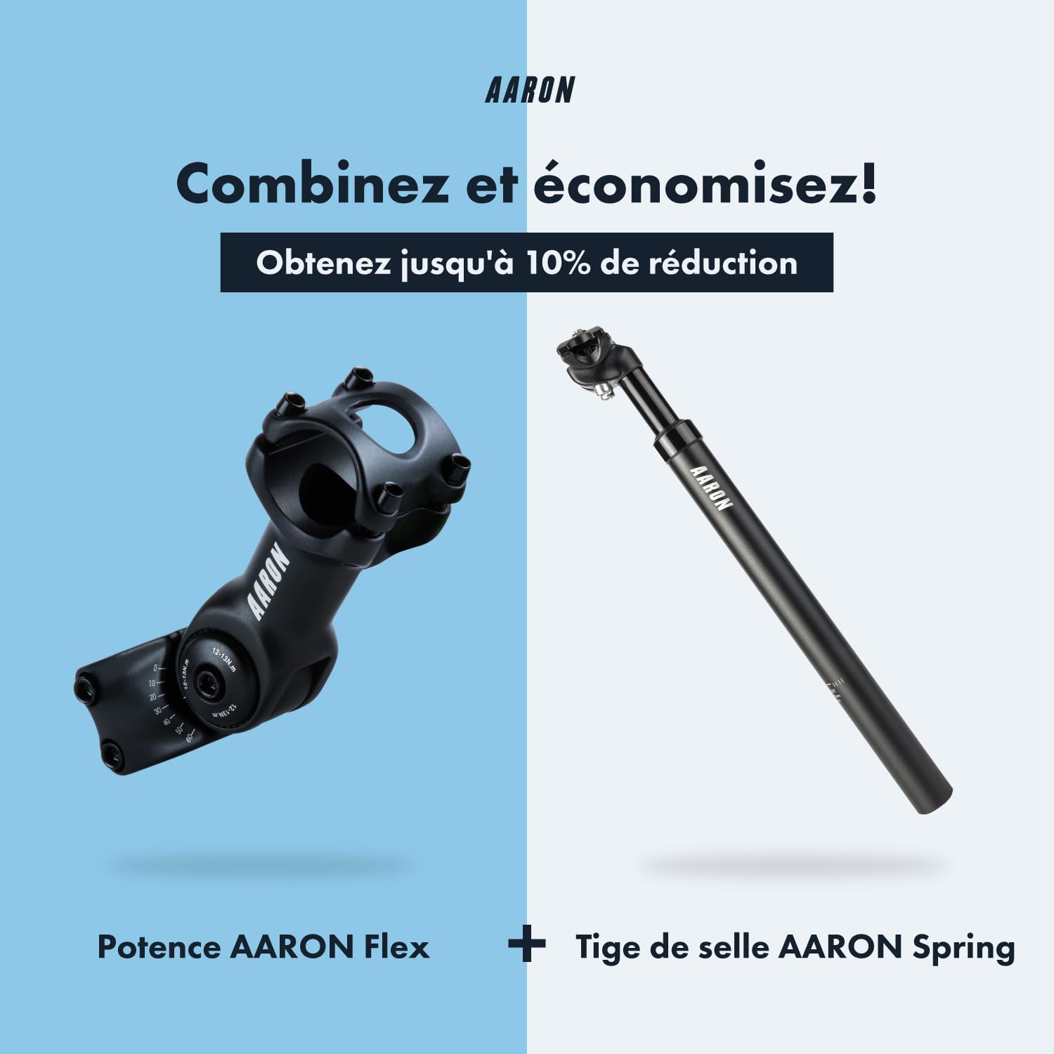 Detalle 2 de Potence de vélo AARON Flex – Potence de guidon réglable en hauteur pour une position assise ergonomique