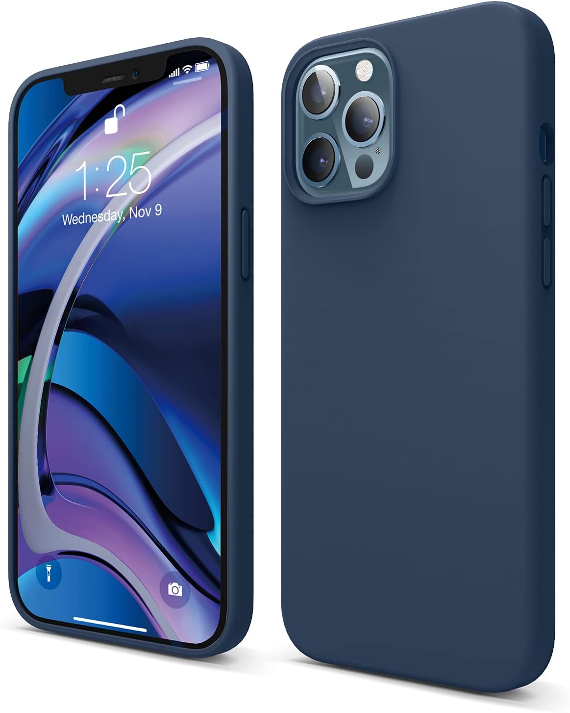 Detalle de elago Coque Silicone Liquide en silicone premium pour iPhone 12 Pro Max 6,7” (Bleu marine) – protection antichoc à 3 couches