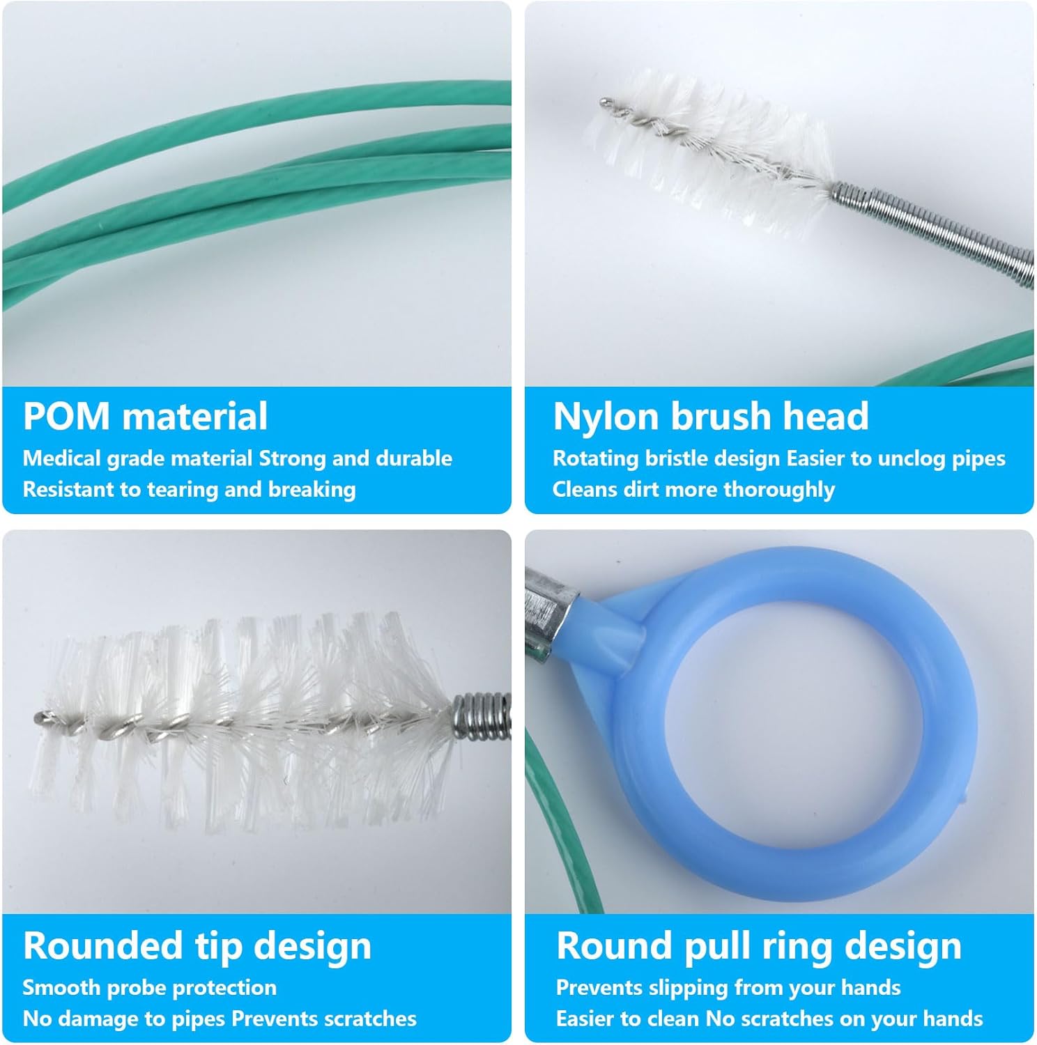 Thumbnail 4 de 5 Pcs Flexible Drain Snake Unblocker Tools (78.7 in) for Bathroom Sinks, Shower, Toilet & Pipe Hair Clogs