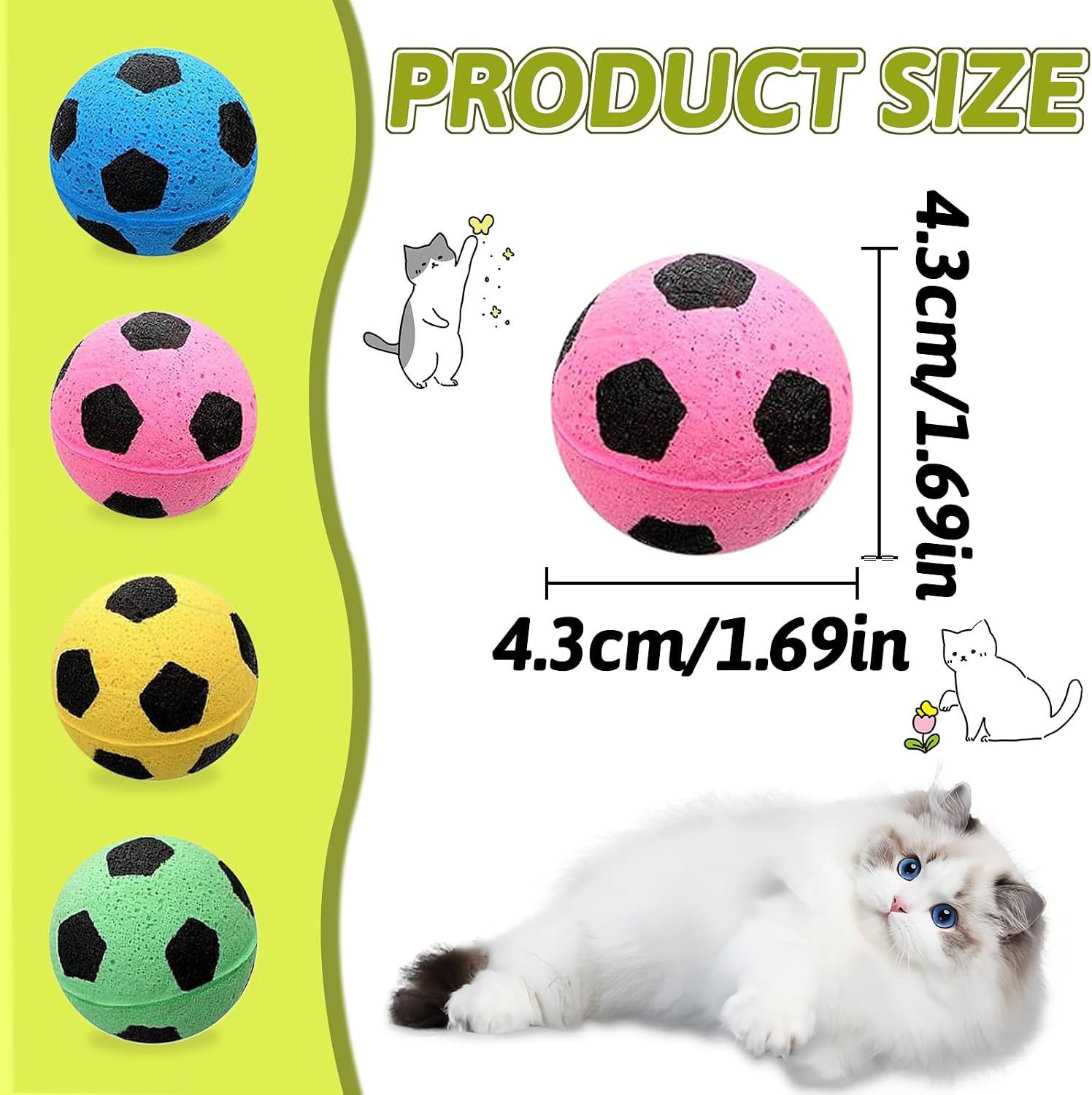 Detalle 2 de Andiker 8 PCS Cat Soccer Ball Toys — Soft, Noise-Free Foam Balls for Indoor Cats