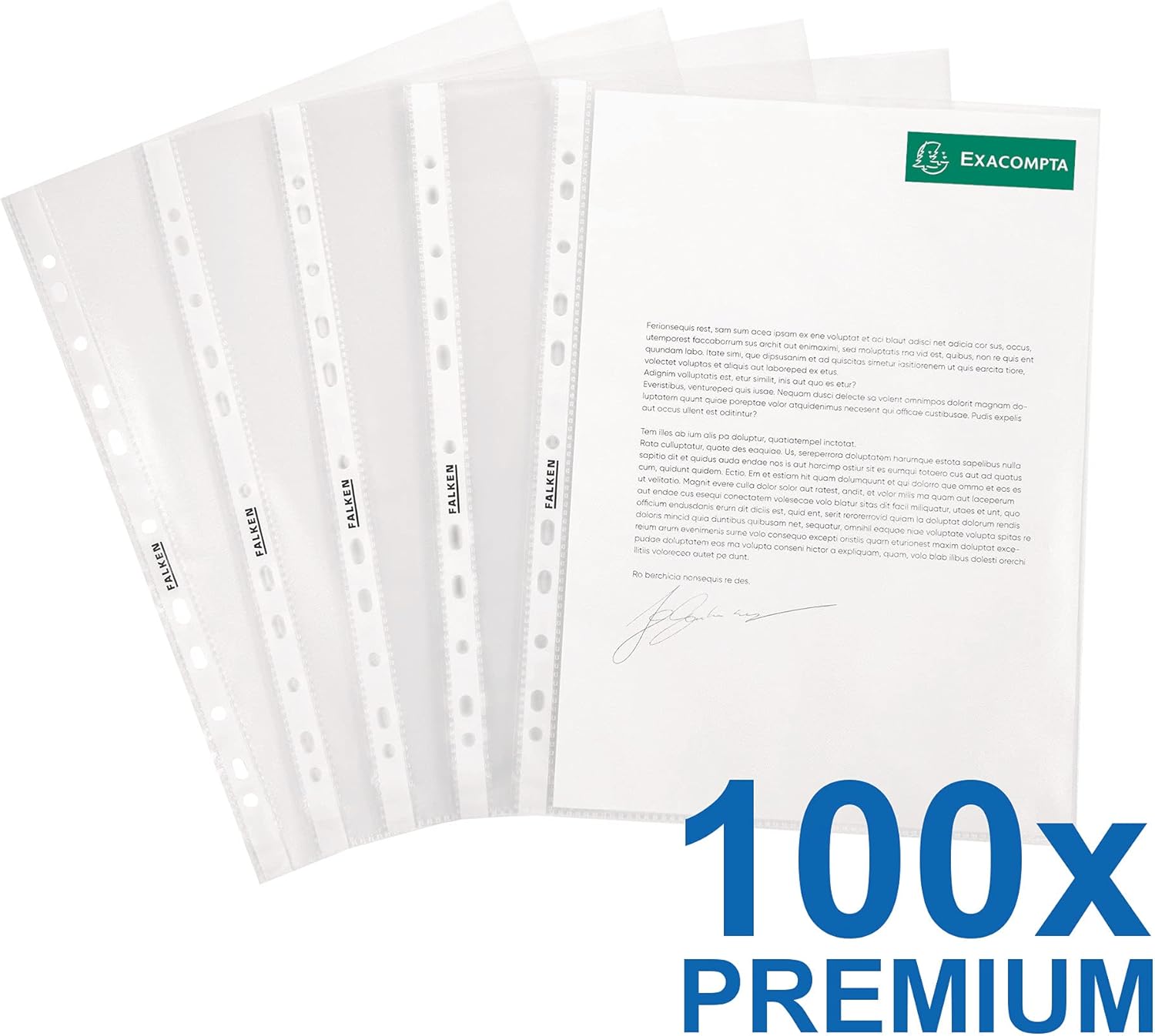 Thumbnail 1 de Exacompta Étui de 100 pochettes perforées en polypropylène lisse haute résistance — format A4