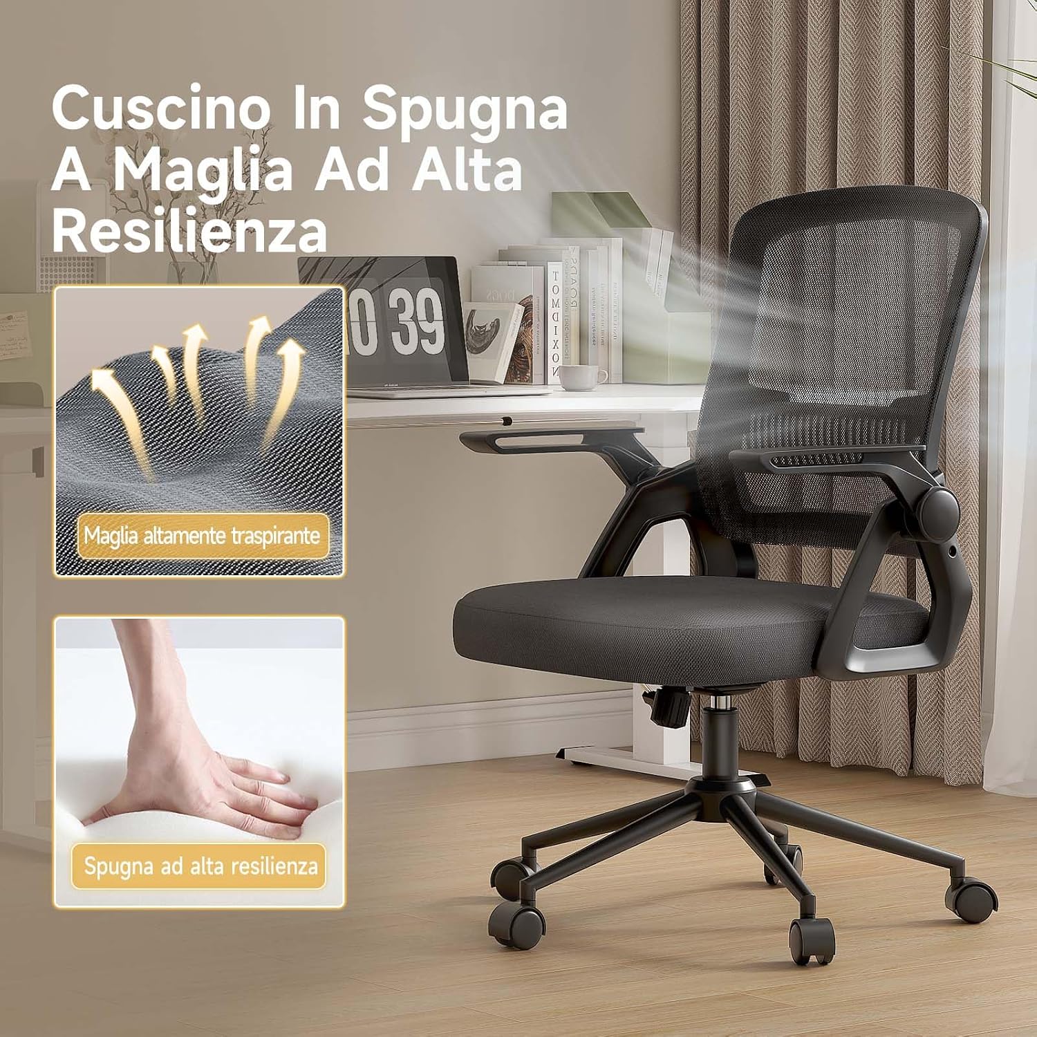 Thumbnail 3 de naspaluro Sedia Ergonomica per Ufficio con Braccioli Pieghevoli
