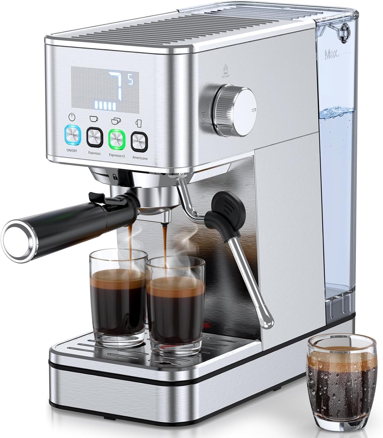Detalle de Parvusli EM626 Espresso Machine, 20-Bar Pump, Cold Brew Mode and PID Control
