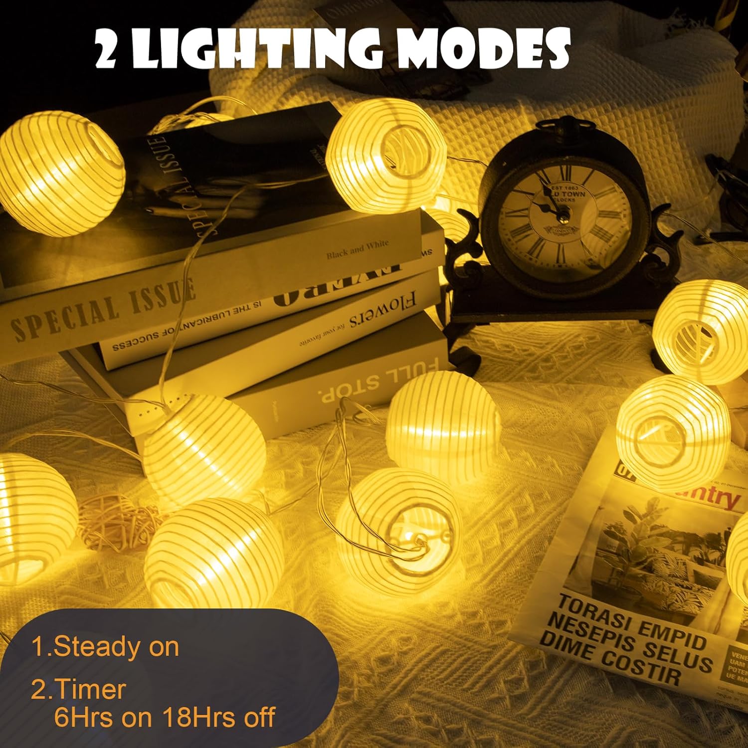 Thumbnail 2 de AGOTD LED Lampion Lichterkette Batterie 5M 📯
