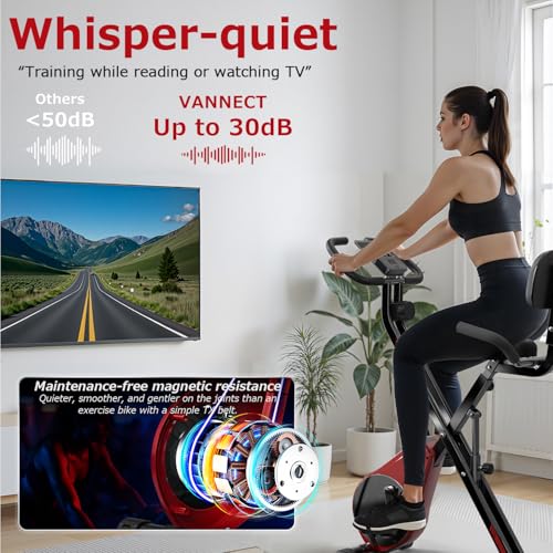 Thumbnail 6 de Vannect Bicicleta estática plegable con 16 niveles de resistencia magnética y monitor LCD (para casa)