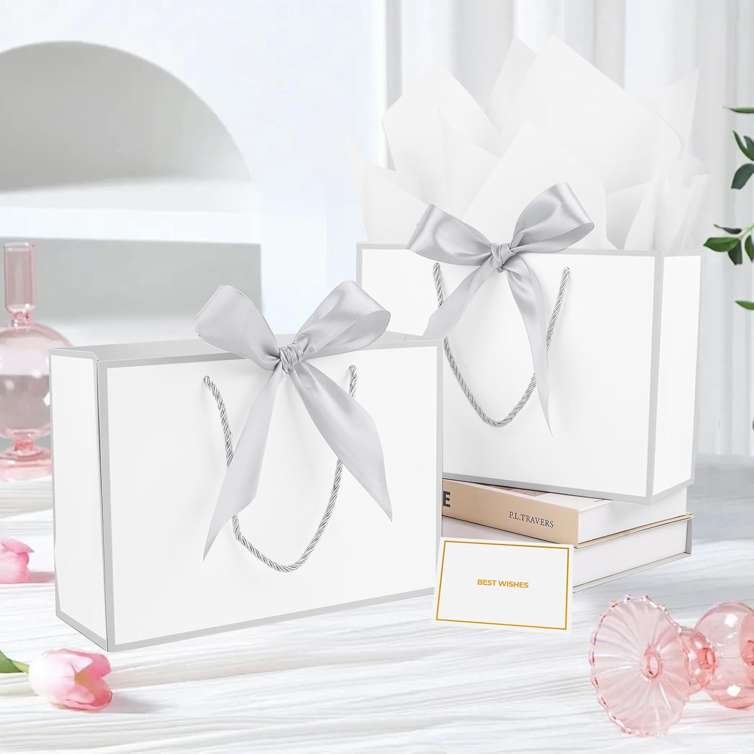 Thumbnail 3 de Mifferer Papier-Geschenktüten-Set mit 2 Taschentüchern & Karten, 2 Stück (20x10x28 cm)