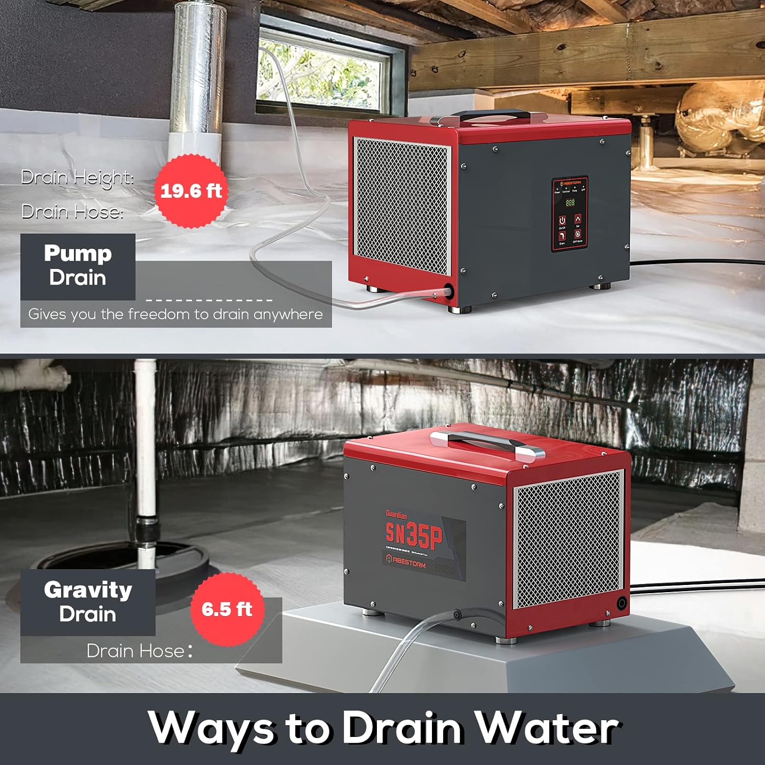 Detalle de Abestorm SN35P Dehumidifier with Pump, Auto Defrost, 1,000 sq. ft.