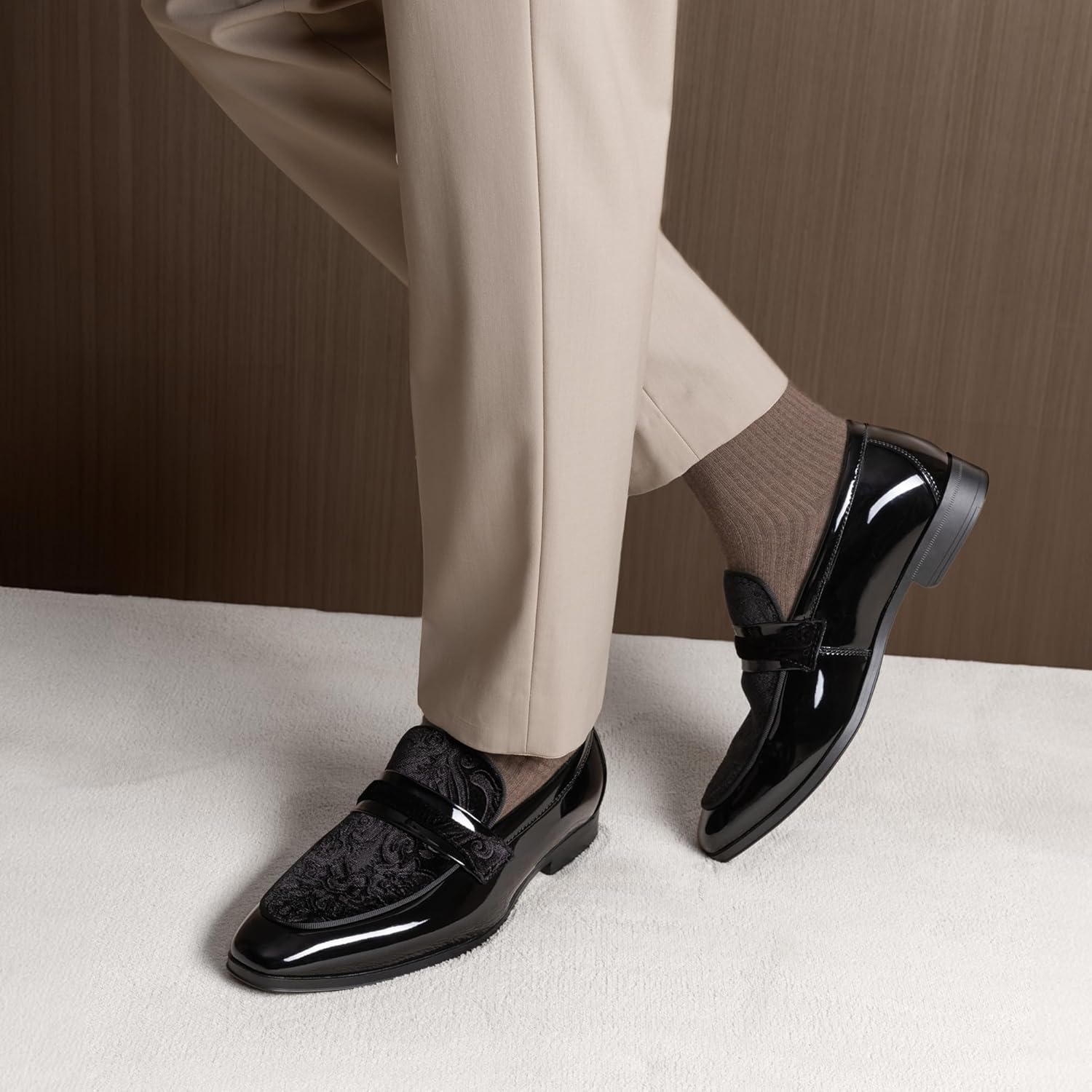 Thumbnail 4 de Bruno Marc Tuxedo Patent Loafers for Men