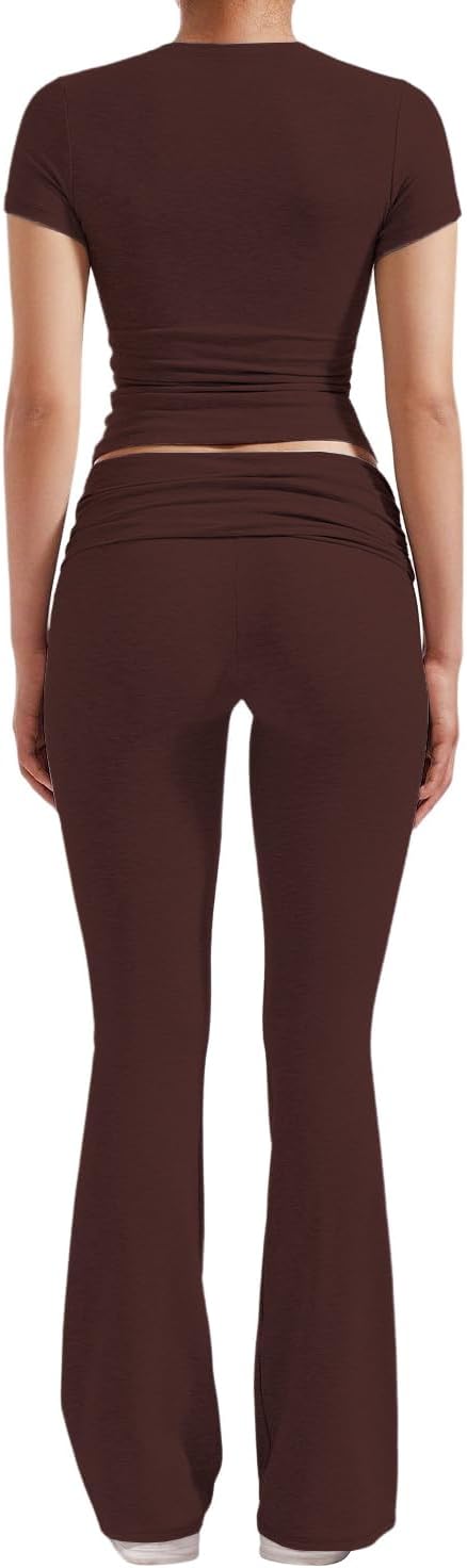 Thumbnail 1 de YETOWA Women's 2-Piece Outfits: Low Rise Flare Leg Set