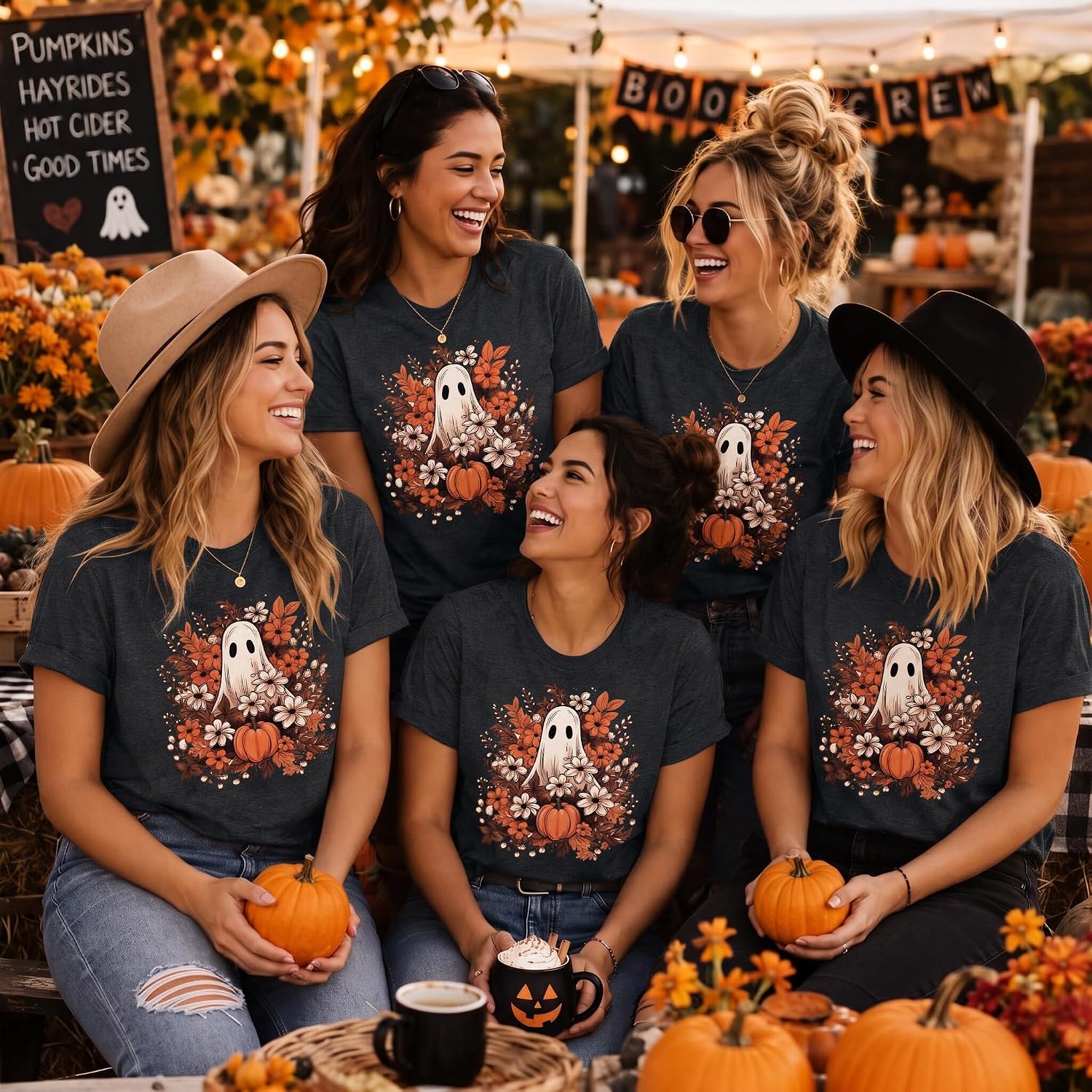 Thumbnail 5 de SUPEYA Women's Halloween Ghost Graphic Tee, Spooky Season Short-Sleeve Shirt