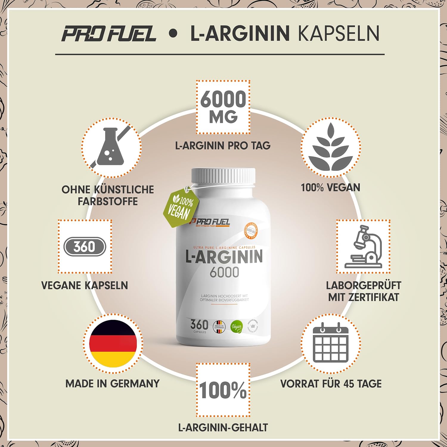 Detalle 2 de L-Arginin 360 Kapseln 6000 mg vegan