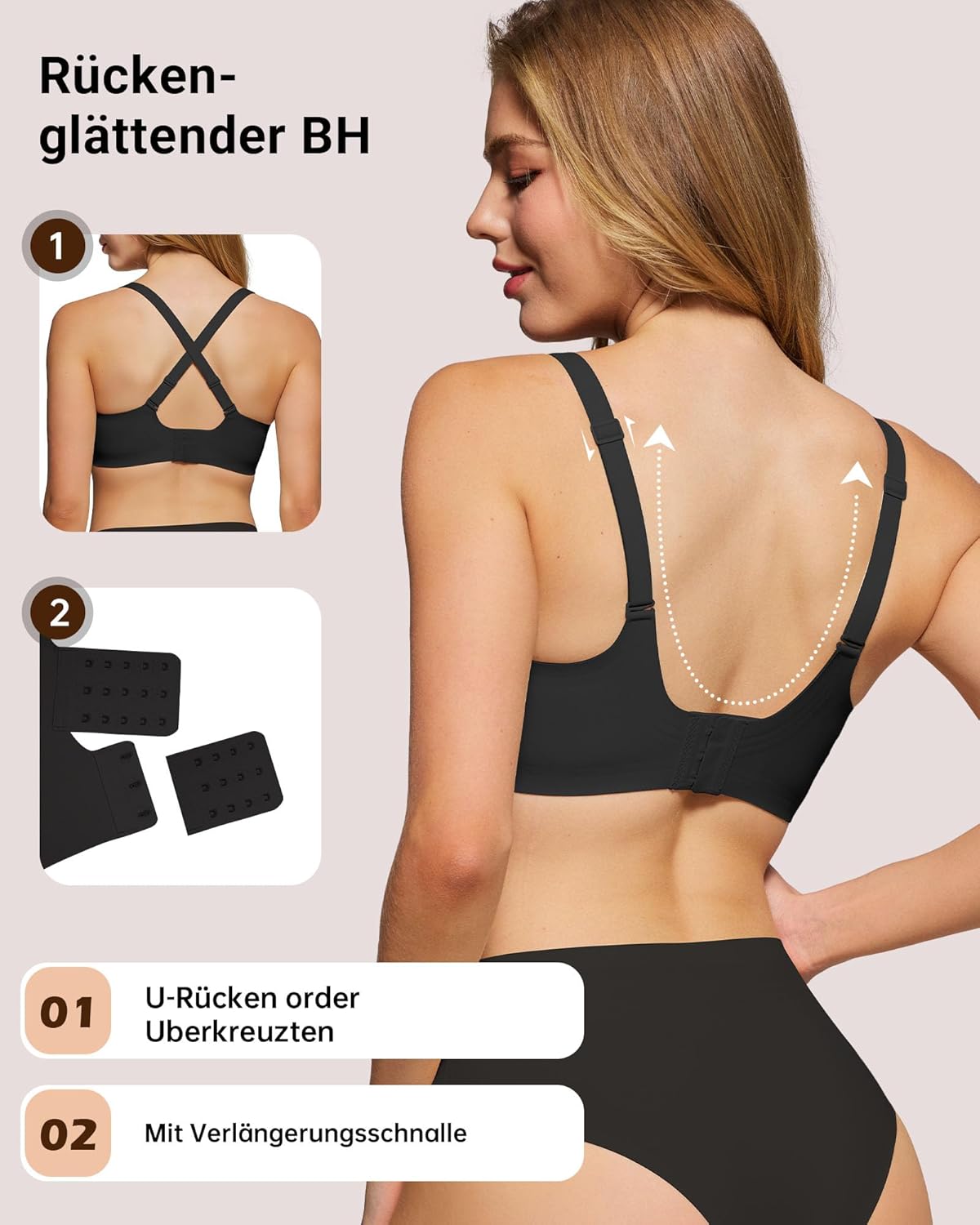 Thumbnail 2 de HORISUN BH Damen ohne Bügel mit V-Ausschnitt und Spitzenbesatz – nahtloser Komfort und vielseitige Trageoptionen