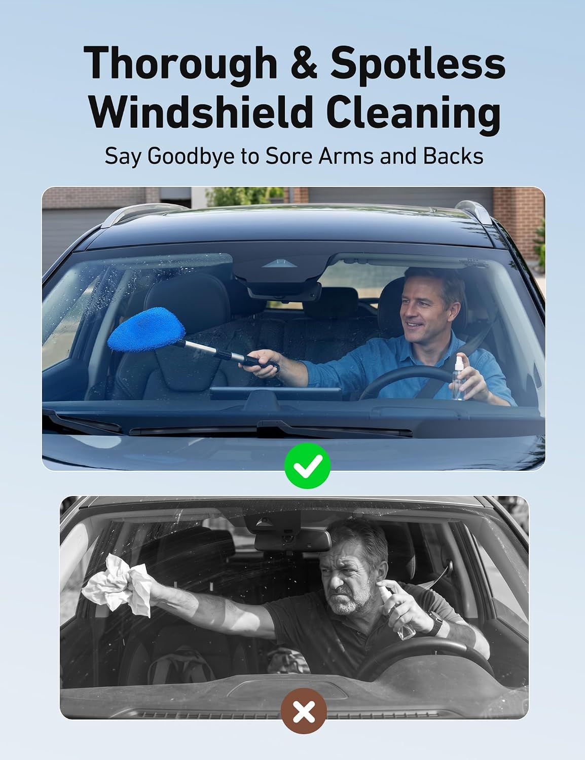 Detalle de AstroAI Windshield Cleaner Tool with Microfibre Pads