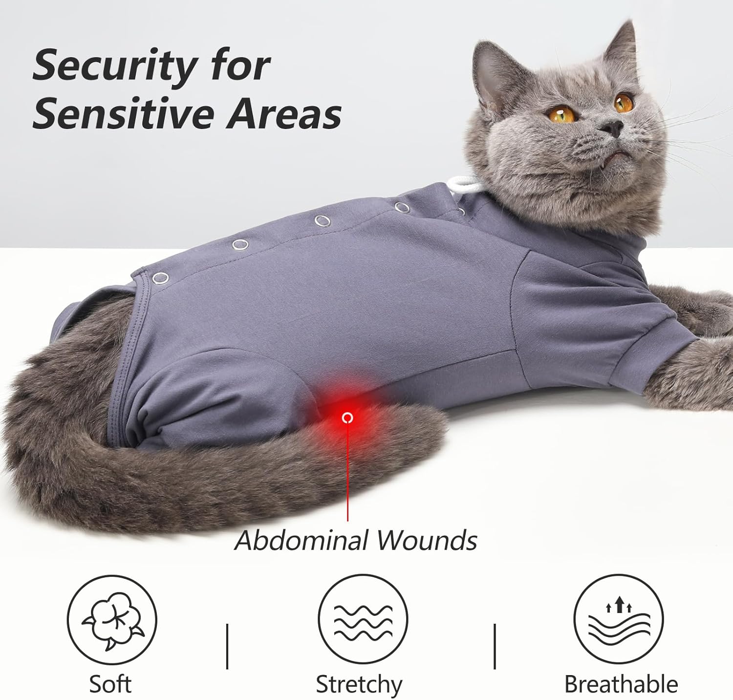 Thumbnail 3 de HEYWEAN body de récupération pour chat après opération à manches longues