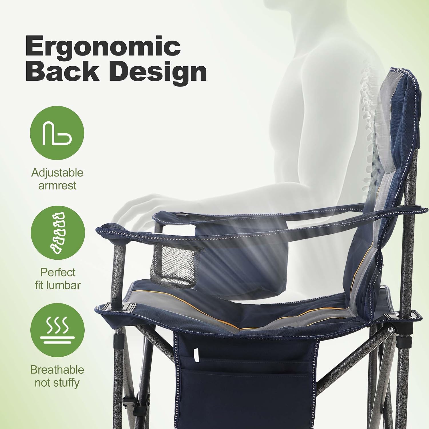 Thumbnail 5 de LET’S CAMP Folding Oversized Camping Chair with Cooler Bag & Cup Holder (supports up to 200 KG)