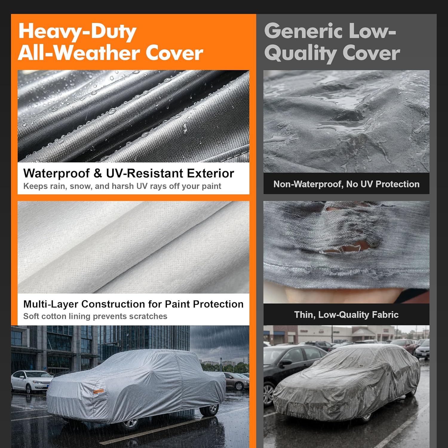 Thumbnail 2 de Tozaroa Car Cover Waterproof All-Weather Heavy-Duty Exterior Cover for 242–262 Inch Trucks with Camper Shell Topper