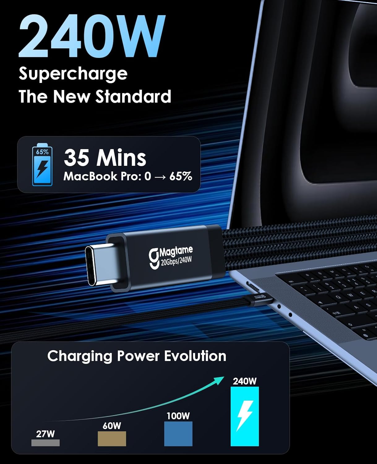 Thumbnail 5 de Magtame 240W Magnet USB‑C zu USB‑C Kabel 0,7m