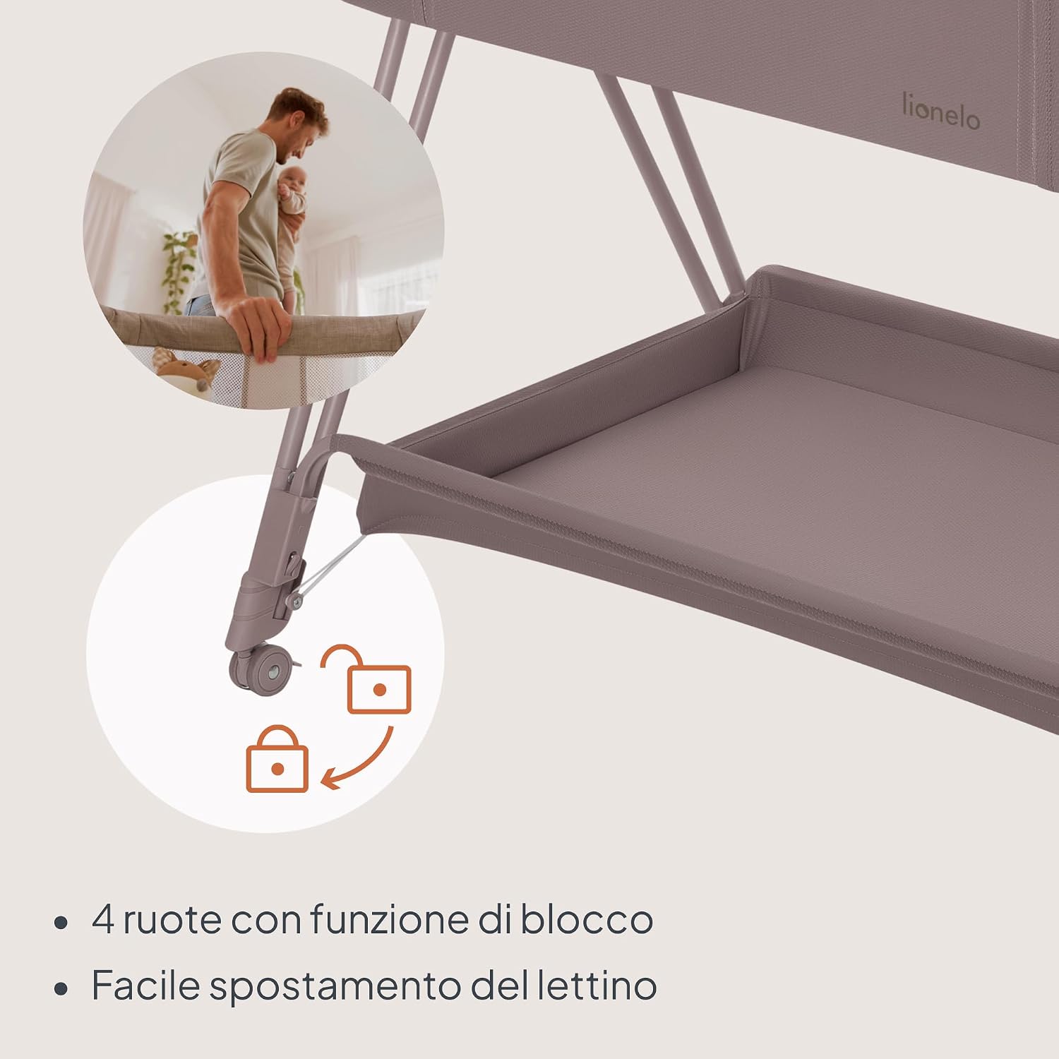 Thumbnail 6 de lionelo LUNA: Lettino portatile con materasso per co-sleeping, da neonato a 9 kg