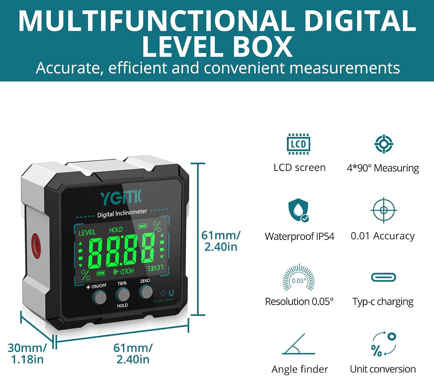 Detalle 2 de YGiTK Digital Angle Finder, Aluminum Alloy