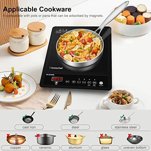 Detalle de AMZCHEF Single Induction Hob: Portable, Versatile Cooking Helper