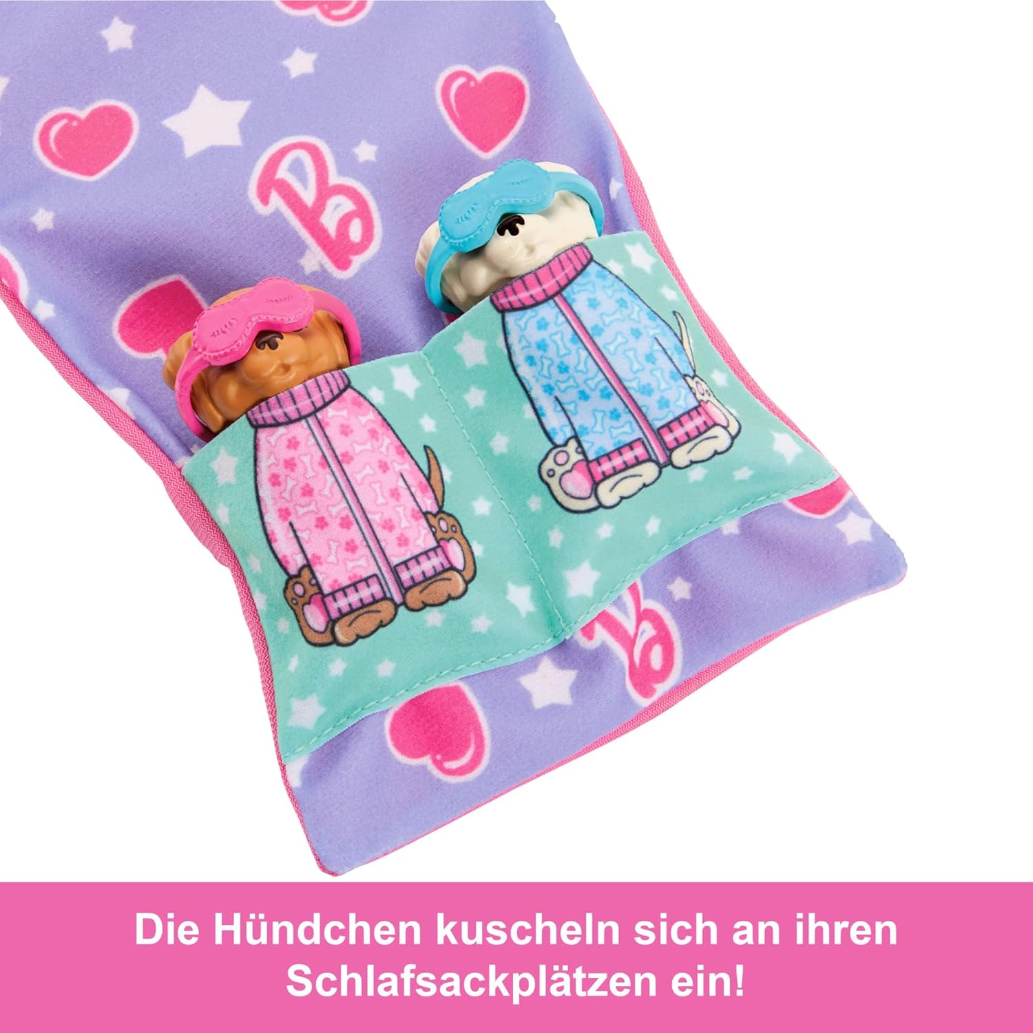 Thumbnail 2 de Barbie Spielset „Welpen-Pyjama-Party“ (HXN01) mit Puppe, 2 Spielzeughunden und über 10 Zubehörteilen