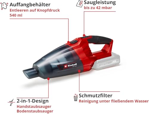 Detalle de Einhell TE-VC 18 Li-Solo Handstaubsauger: Kraftvolles, flexibles Aufsammeln ohne Akku und Ladegerät