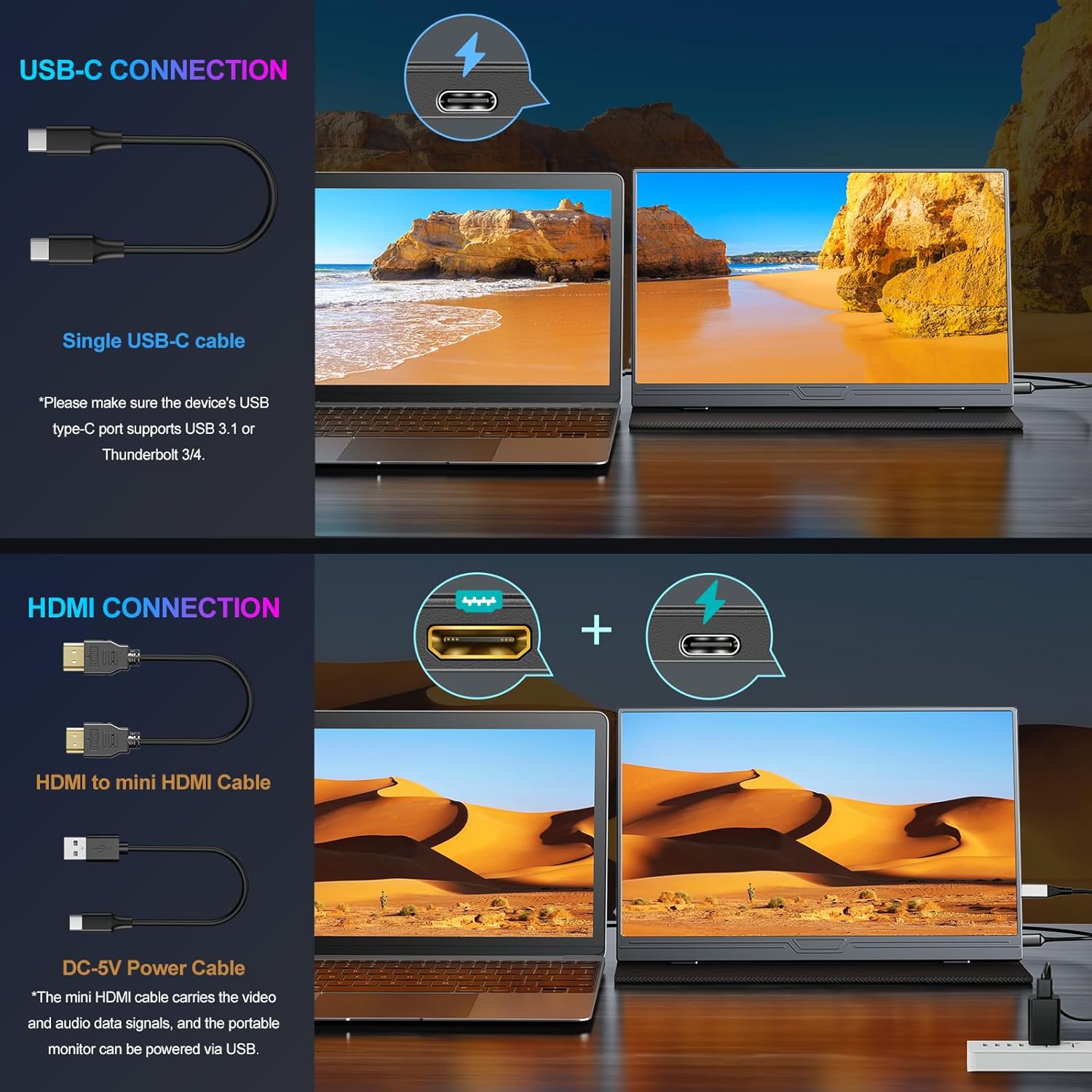 Detalle de COOLHOOD Portable Monitor 15.6-inch FHD IPS