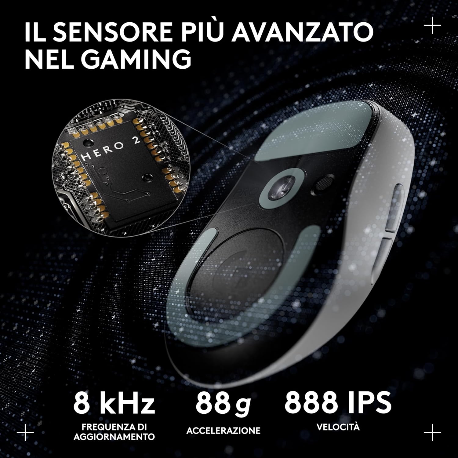 Detalle 2 de Logitech G PRO X SUPERLIGHT 2 DEX Wireless Gaming Mouse – 60 g, 5 pulsanti programmabili, USB-C, HERO 2 fino a 32.000 DPI, 8 kHz LIGHTSPEED