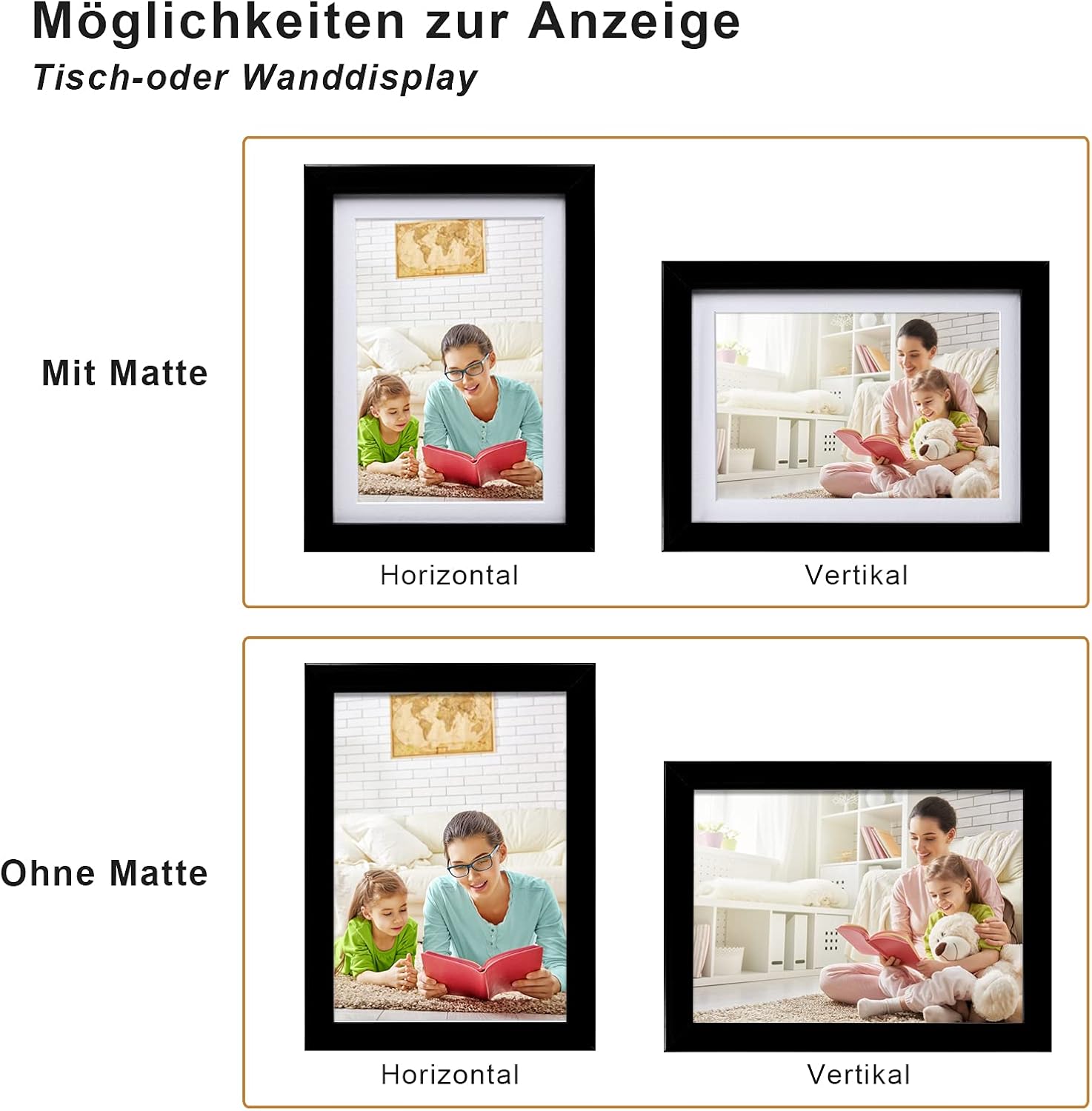 Thumbnail 2 de Egofine Bilderrahmen 13x18 cm mit Acrylglas, Holzrahmen für 10x15 cm Foto und 13x18 cm Poster (4er-Set, schwarz)