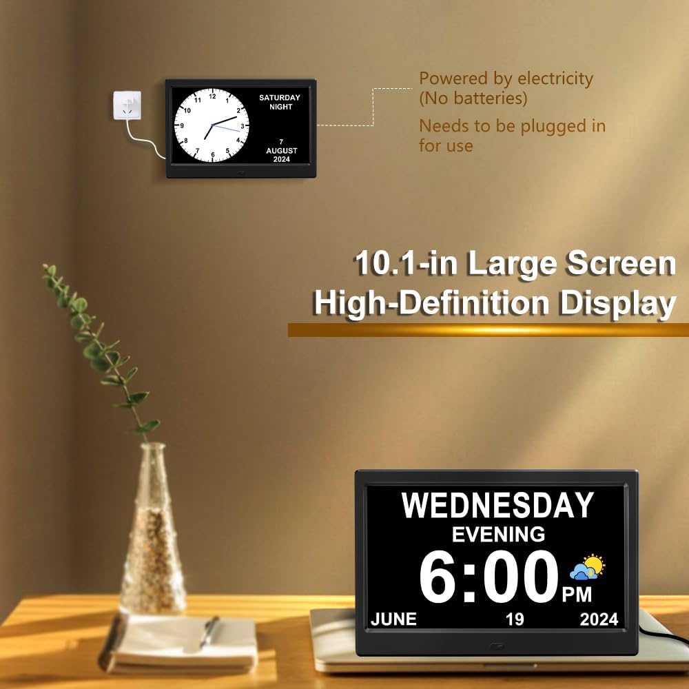 Thumbnail 2 de CAZOKASI Extra Large Impaired Vision Digital Alarm Clock (10.1 Inch, Black)
