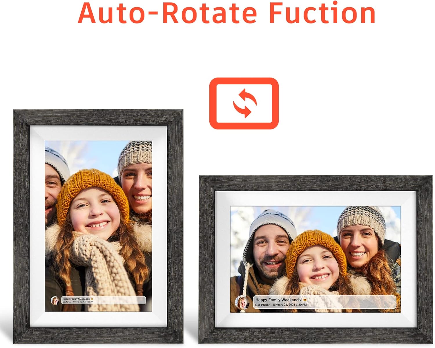 Thumbnail 3 de Frameo 10.1-inch WiFi Digital Picture Frame (Wood) with Touch Screen, Auto-Rotate & IPS HD Display