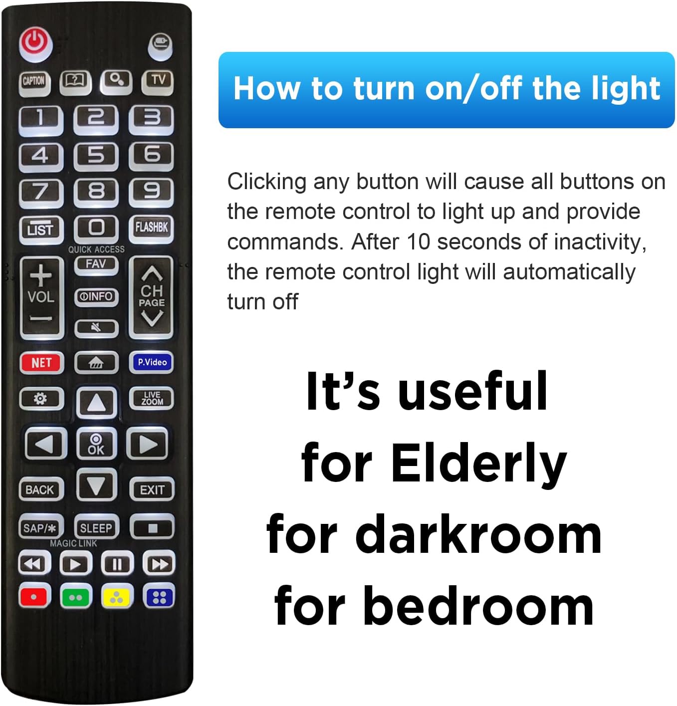 Thumbnail 4 de Piudekei Replacement Backlit Remote Control for LG Smart TVs (All Buttons Lighting Up)