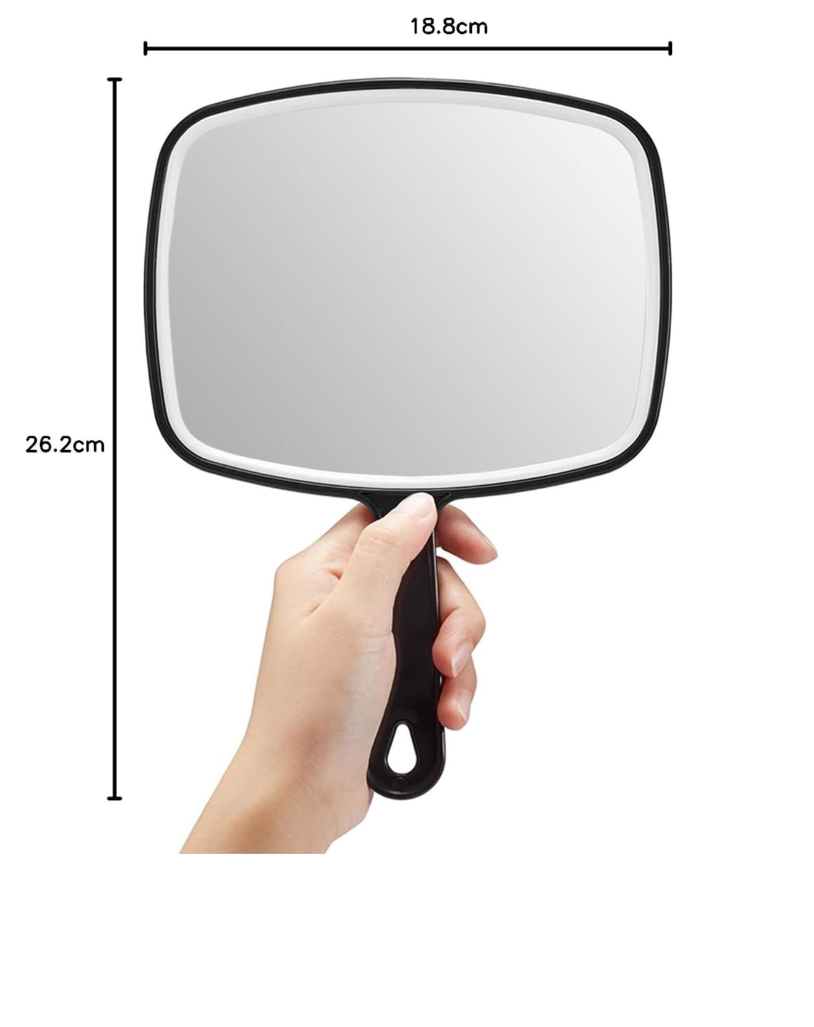 Thumbnail 6 de OMIRO Handspiegel schwarz mit Griff, quadratisch (L) – für Rasur, Make-up und unterwegs