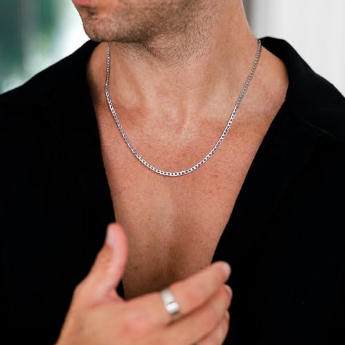 Thumbnail 1 de RANKEEF Collier Homme Acier Inoxydable 3 mm à Maillons Cubains – Durable et Hypoallergénique
