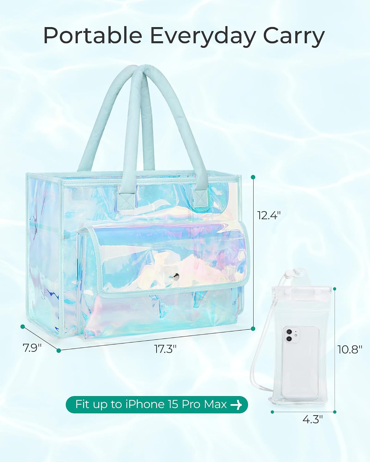 Thumbnail 6 de bagsmart Waterproof Beach Bag for Women with Phone Pouch – Large Tote for Pool, Travel & Vacation