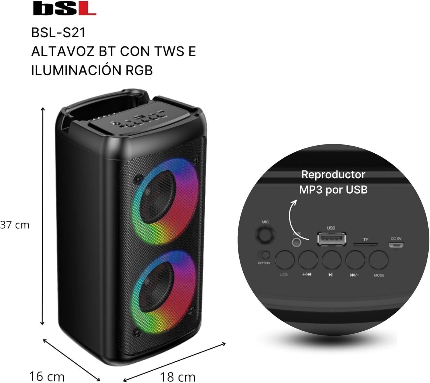 Thumbnail 1 de BSL-S21 Enceinte Bluetooth 20 W