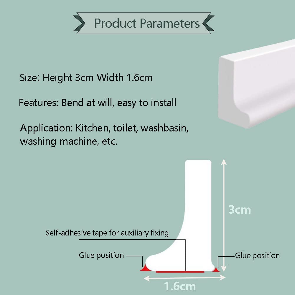 Thumbnail 1 de Zayejod 1 L-shaped Shower Threshold Barrier, 2 m, White