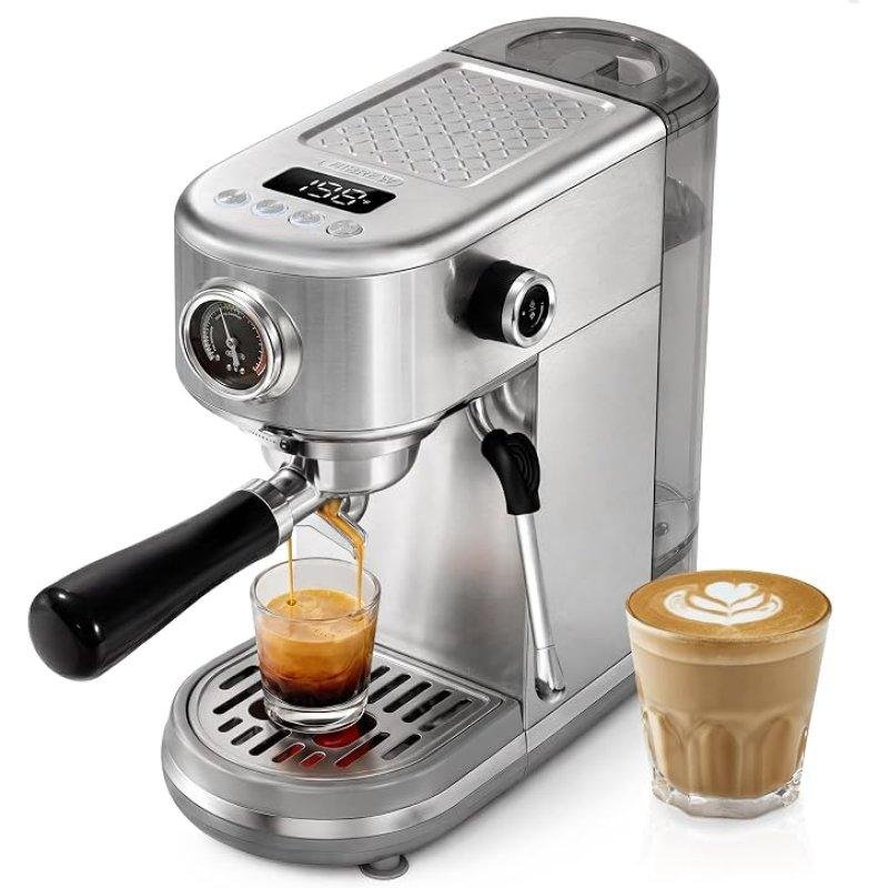 Detalle de HiBREW H10B: Cafetera espresso semiautomática de 20 bares con control de temperatura y modo cold-brew