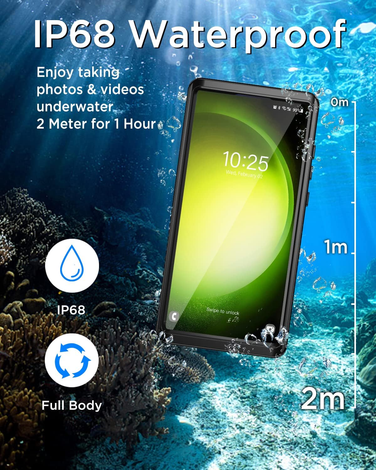 Detalle de Beeasy for Samsung Galaxy S23 Case: Waterproof, 360° Protection with Built-in Screen Protector