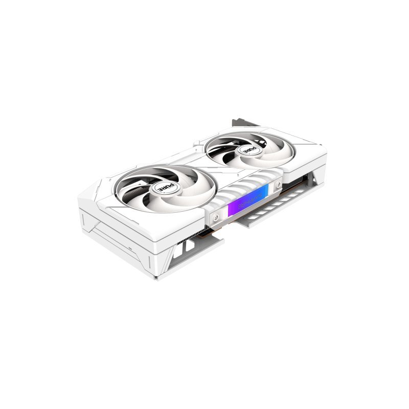 Detalle de Sapphire Radeon RX 9060 XT 16GB Dual-X iluminación blanca