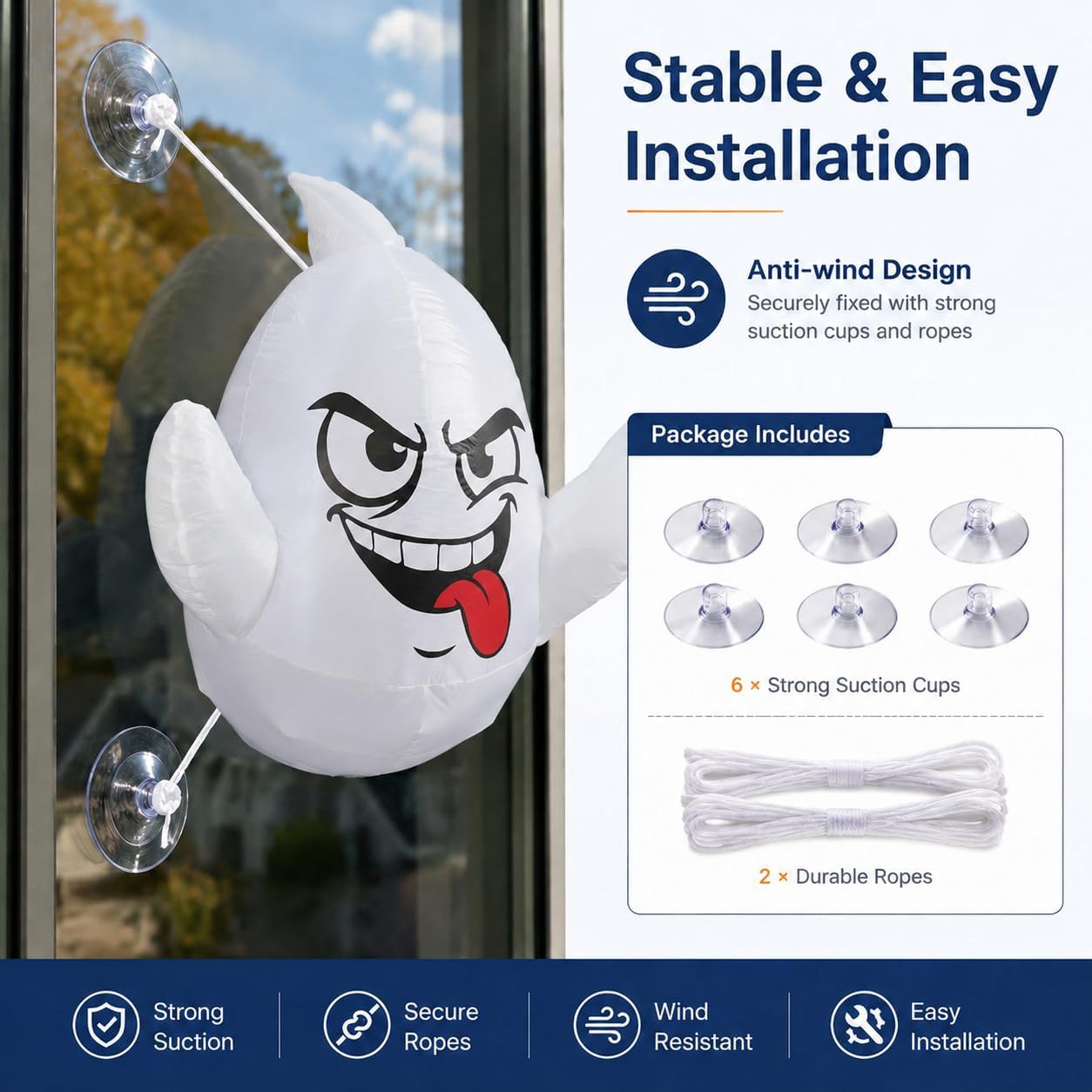 Thumbnail 6 de LAASOFANI 2-Pack 3.5 ft Halloween Inflatable Window Ghosts with LEDs