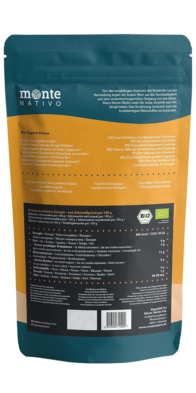 Detalle 2 de Ingwerpulver Bio Monte Nativo 500 g 🧂