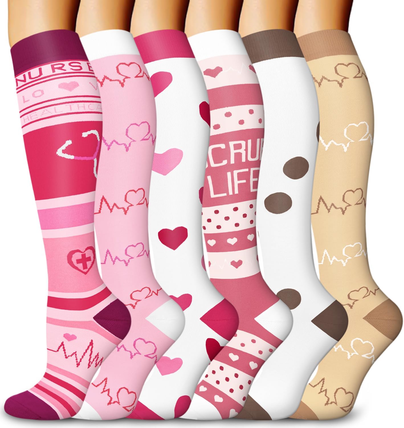 Detalle de DHSO 15–20 mmHg Graduated Compression Socks, Knee-High, 6 Pairs