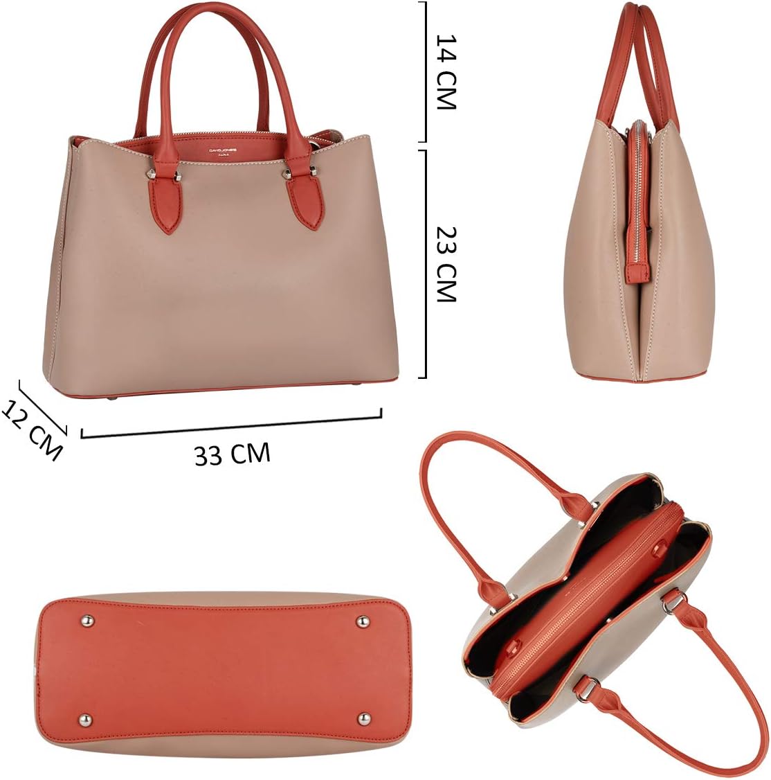 Thumbnail 5 de David Jones sac à main femme Cabas fourre-tout bicolore en PU (taille moyenne, 3 compartiments) porté épaule/bandoulière