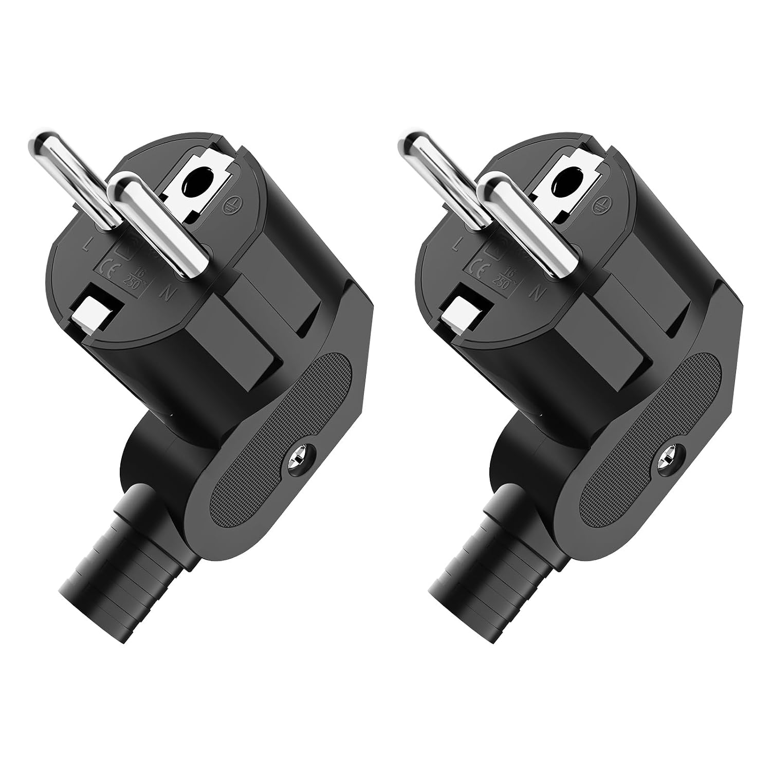 Detalle de PABANCE Schuko-vinkelkontakt, 2-pack, 250 V/16 A för kabel
