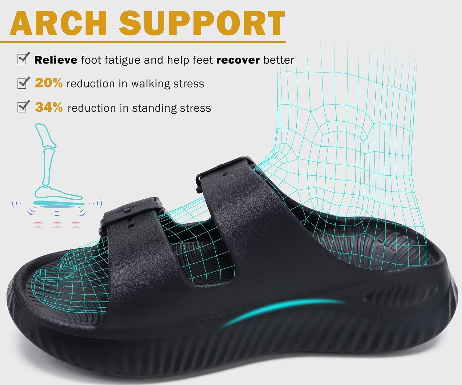Thumbnail 3 de KuaiLu Women's Recovery Sandals with Arch Support and Cushioned Orthotic Footbed