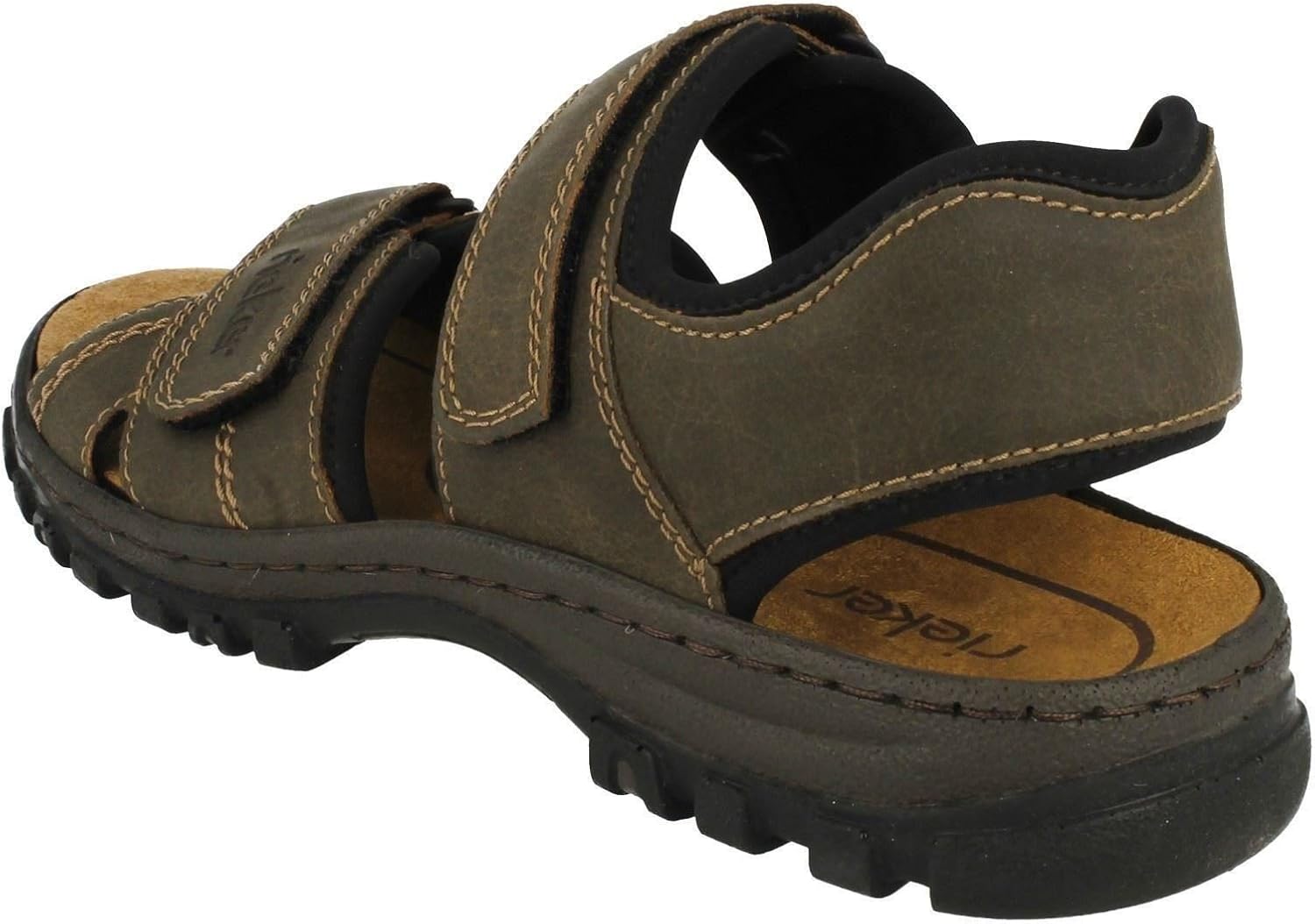 Detalle de Rieker 25051-01 Herren Sandale aus Synthetik in Schwarz – bequem & robust